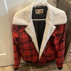 Volcom Stone Scout Red and Black Jacket, Size Large, Like New